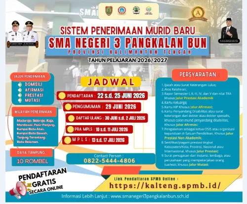 SISTEM PENERIMAAN MURID BARU (SPMB) TP 2026/2027 SMAN 3 PANGKALAN BUN