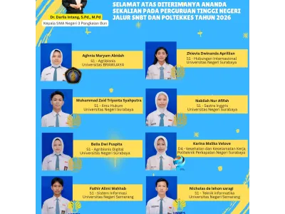 30 Siswa SMAN 3 Pangkalan Bun Diterima Jalur SNBT Tahun 2026