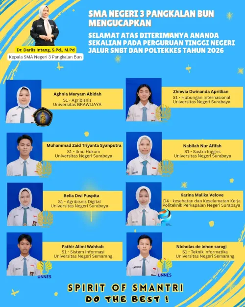 30 Siswa SMAN 3 Pangkalan Bun Diterima Jalur SNBT Tahun 2026