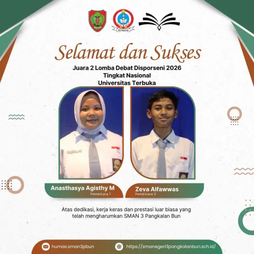 Tim Debat SMANTRI Raih Juara 2 Lomba Debat Disporseni Universitas Terbuka Tingkat Nasional